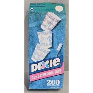 Vintage 80s Dixie Bathroom Cups Lattice Garden Design 200ct Boxed Opened Unused